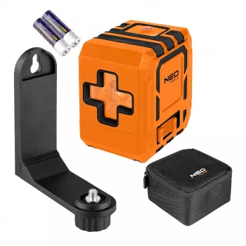 NEO TOOLS 75-143 Kryžminis lazerinis nivelyras 3x360° žalia linija, 30 m veikimo nuotolis, įkraunama ličio jonų baterija, IP54, su magnetiniu laikikliu ir dėklu
