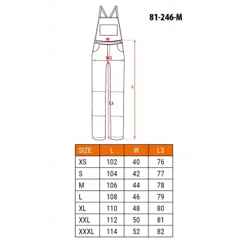 NEO Tools 81-246-M Darbo kelnės su kelių apsaugų kišenėmis, M dydis, pilka/oranžinė, 65% poliesteris 35% medvilnė, 245 g/m²