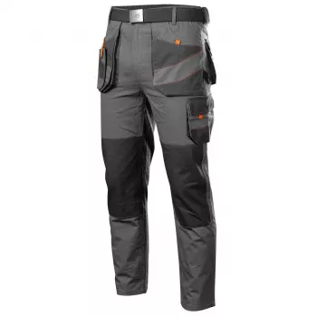 NEO Tools 81-325-L apsauginės kelnės, L dydis, pilkos/juodos su oranžinėmis detalėmis