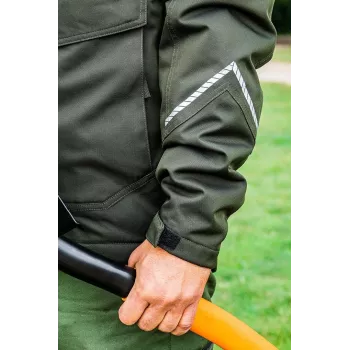 NEO Tools 81-573-XXL Softshell darbo striukė juoda/pilka su oranžiniais akcentais, atspari vandeniui, kvėpuojanti, su atsegamu gobtuvu, atšvaitais, unisex