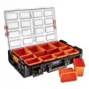 NEO Tools 84-268 meno ir rankdarbių priemonių organizatorius su 18 reguliuojamų skyrelių, permatomu dangteliu ir nešimo rankena