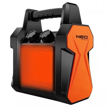NEO Tools 90-061 elektrinis šildytuvas 3000W, 2 šildymo režimai, ventiliatoriaus režimas, reguliuojamas termostatas, apsauga nuo perkaitimo, juoda/oranžinė