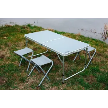 NEO TOOLS Camping Set: Table & 4 Chairs, Foldable in Case
