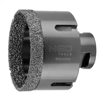 NEO TOOLS deimantinis vainikinis grąžtas 65 mm M14 vakuuminis litavimas keramikai, porcelianui, granitui, marmurui, stiklui