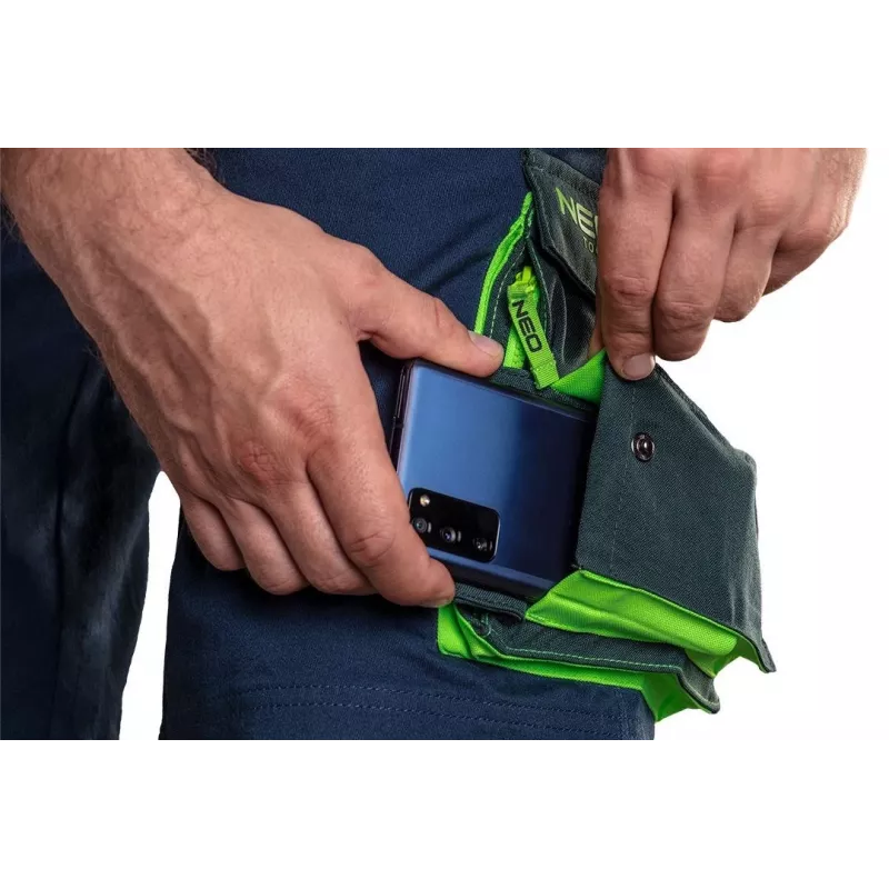 NEO TOOLS PREMIUM Vyriški medvilnės mišinio šortai su tampriu audiniu, XXXL, juodi