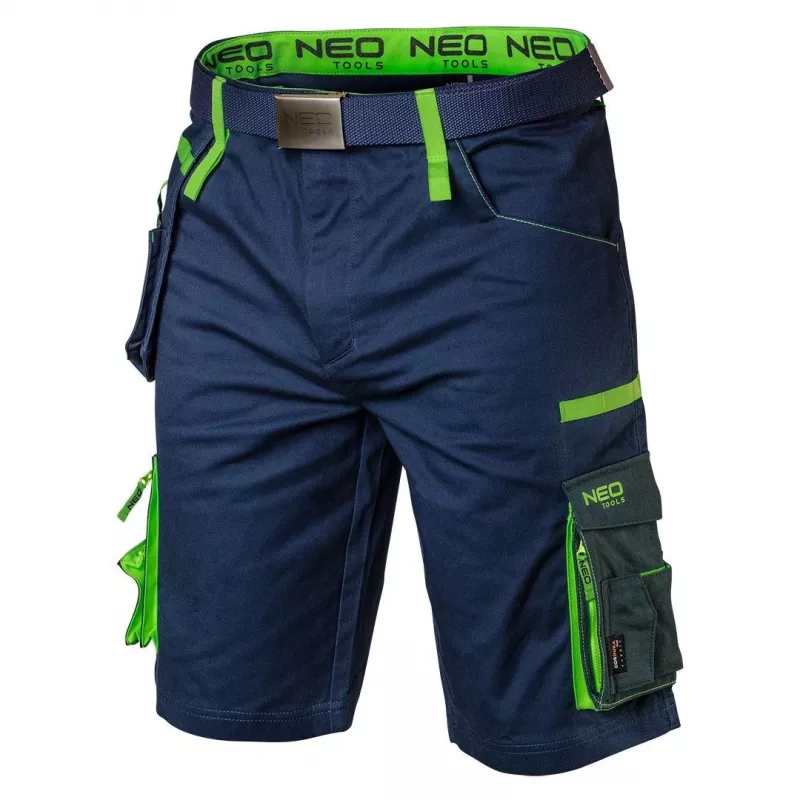 NEO TOOLS PREMIUM Vyriški medvilnės mišinio šortai su tampriu audiniu, XXXL, juodi
