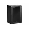 NETRACK 019-180-645-022 Sieninis/pakabinamas 19 inch 18U 450mm spintelė su stiklinėmis durelėmis, juoda, nuimami šoniniai dangteliai