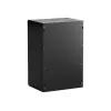 NETRACK 019-180-645-022 Sieninis/pakabinamas 19 inch 18U 450mm spintelė su stiklinėmis durelėmis, juoda, nuimami šoniniai dangteliai
