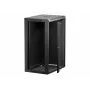 NETRACK 019-180-645-022 Sieninis/pakabinamas 19 inch 18U 450mm spintelė su stiklinėmis durelėmis, juoda, nuimami šoniniai dangteliai