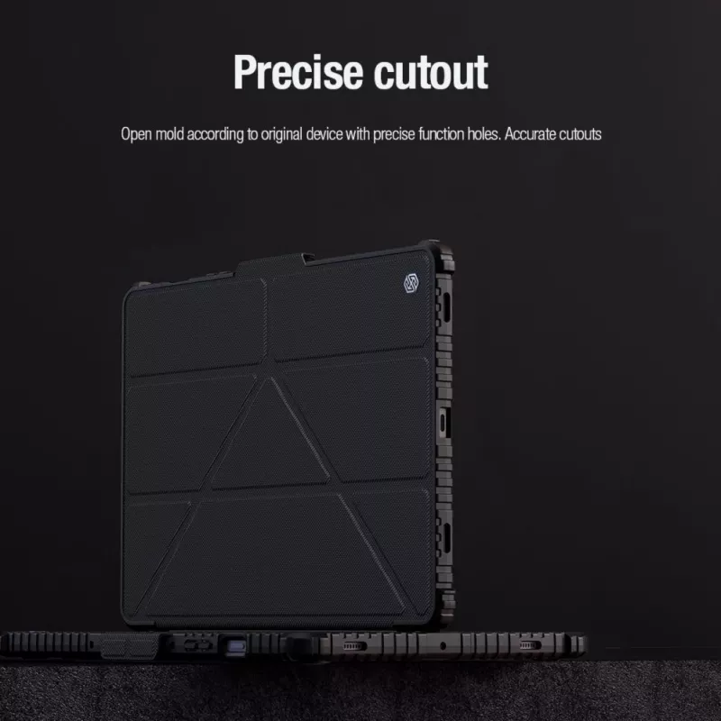 Nillkin Bumper Leather Case Pro dėklas Samsung Galaxy Tab S9 planšetiniam kompiuteriui, juodas