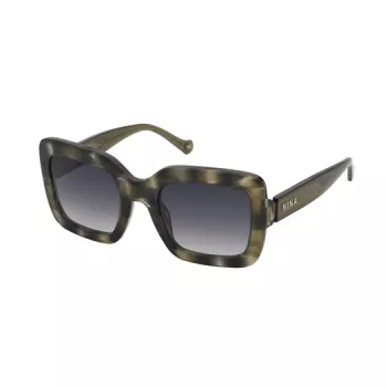 Nina Ricci SNR322 Moteriški Akiniai nuo Saulės – Poliarizuoti, Stačiakampis Rėmelis – Blizganti Juoda/Pilka – 53/23/140 mm