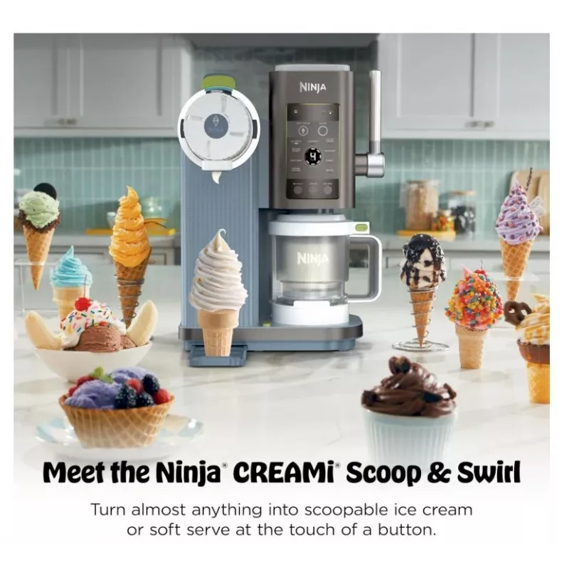 Ninja Creami Scoop & Swirl 13-in-1 ledų ir ledų kokteilių gamintojas 0.48L mėlynas EU NC702EU