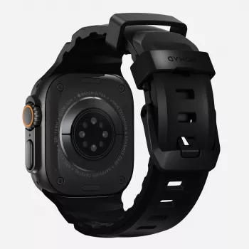 NOMAD Rocky Point Band for Apple Watch 46mm/49mm su FKM ir titanu (anglies juoda, juodi apkaustai)