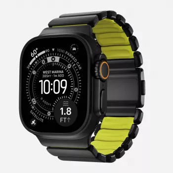 NOMAD Stratos Band - Titanium Bracelet for Apple Watch 49mm su FKM (Black Titanium, Volt FKM)
