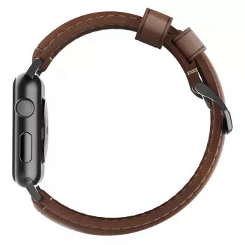 NOMAD Traditional Band - Horween Leather Strap for Apple Watch 46mm/49mm, Rustic Brown, Black Hardware
