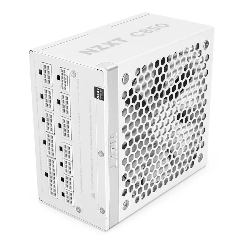 NZXT C850 Gold ATX 3.1 pilnai modulinis maitinimo blokas – 850W, 80 PLUS Gold, baltas