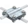 OBO Bettermann Type 254 vertikalus kryžminis sujungėjas apvaliems 8-10mm ir plokštiems iki 30x4mm laidininkams, karštai cinkuotas plienas 5314038