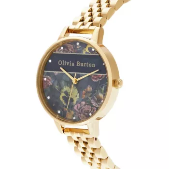 Olivia Burton Moteriškas Laikrodis Celestial OB16VS01 34mm Rožinio Aukso PVD Nerūdijančio Plieno Korpusas Juodas Odinis Dirželis