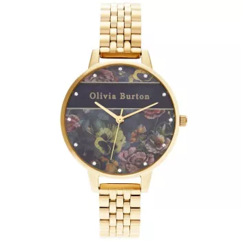 Olivia Burton Moteriškas Laikrodis Celestial OB16VS01 34mm Rožinio Aukso PVD Nerūdijančio Plieno Korpusas Juodas Odinis Dirželis