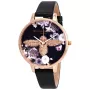 Olivia Burton Moteriškas Laikrodis Enchanted Garden OB16EM02 - 38mm Rožinio Aukso Nerūdijančio Plieno Korpusas, Pilkas Odinis Dirželis, Pilkas Ciferblatas su Bitės Motyvu