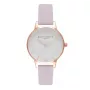 Olivia Burton Women's Midi Dial Watch OB16MDW36 - 30mm nerūdijančio plieno korpusas, pilkos odos apyrankė, kvarcinis mechanizmas