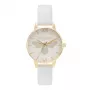 Olivia Burton OB16FB24 moteriškas laikrodis – 30 mm baltas gėlėtas ciferblatas, rausvos odos apyrankė