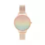 OLIVIA BURTON Women's Rainbow Bee Watch OB16RB18 - 34mm nerūdijančio plieno korpusas, pilkas odinis dirželis, baltas ciferblatas su vaivorykštinės bitės motyvu, kvarcinis mechanizmas