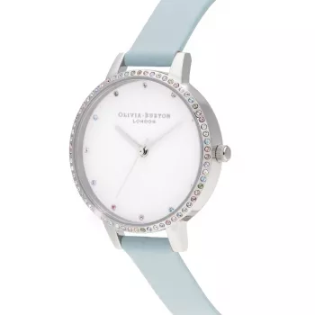 Olivia Burton Moteriškas laikrodis Rainbow Bee OB16RB19 - 34mm rožinio aukso ir pilkos odos