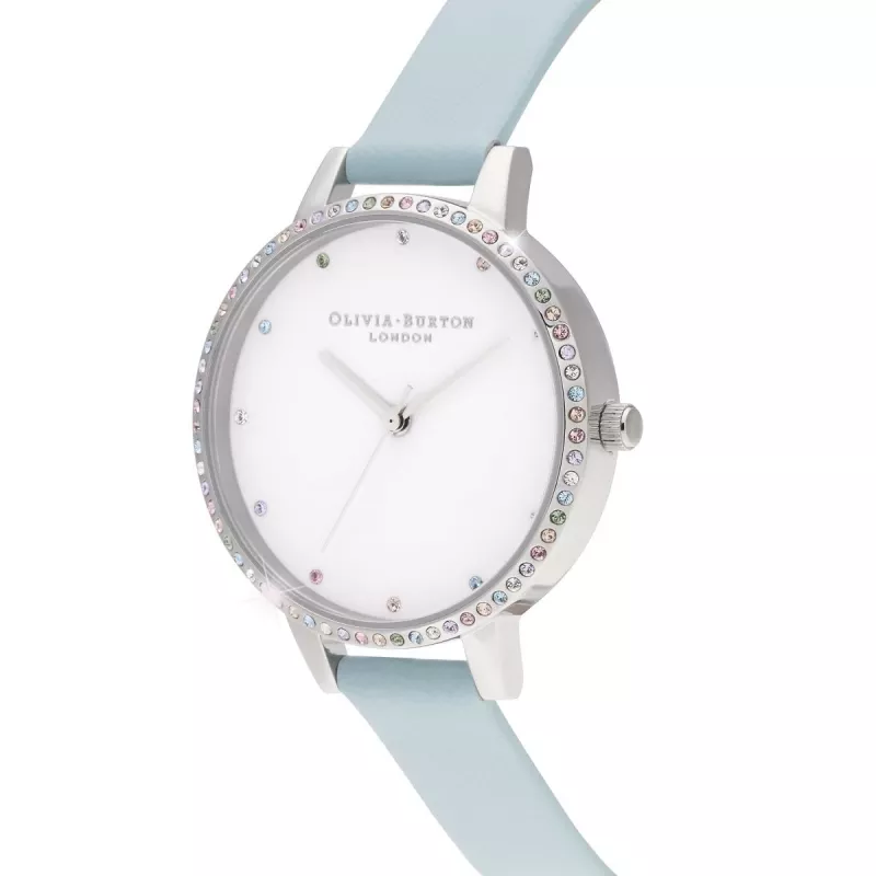 Olivia Burton Moteriškas laikrodis Rainbow Bee OB16RB19 - 34mm rožinio aukso ir pilkos odos