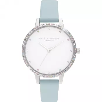 Olivia Burton Moteriškas laikrodis Rainbow Bee OB16RB19 - 34mm rožinio aukso ir pilkos odos