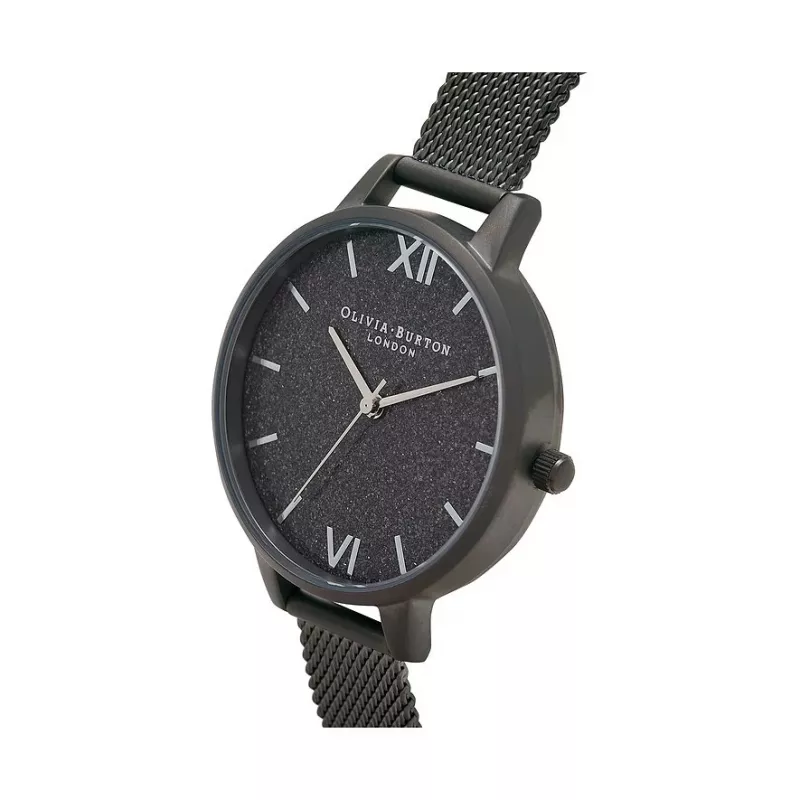 Olivia Burton Women's Sparkle Bee Watch OB16GD49 – 34 mm kvarcinis, baltas ciferblatas, pilka odinė apyrankė