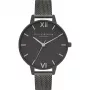 Olivia Burton Women's Sparkle Bee Watch OB16GD49 – 34 mm kvarcinis, baltas ciferblatas, pilka odinė apyrankė