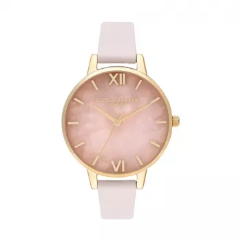 Olivia Burton Moterų Laikrodis Sparkle Bee OB16SP20 - 34mm Pilkas Saulės Spindulių Ciferblatas, Pilkas Odinis Dirželis