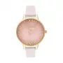 Olivia Burton Moterų Laikrodis Sparkle Bee OB16SP20 - 34mm Pilkas Saulės Spindulių Ciferblatas, Pilkas Odinis Dirželis