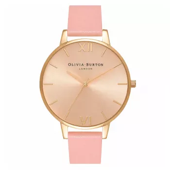 Olivia Burton Moteriškas Laikrodis OB14BD31 38mm Rožinio Aukso Spalvos Nerūdijančio Plieno Korpusas Nude Spalvos Odinis Dirželis