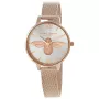 Olivia Burton Moteriškas Laikrodis OB16AM161 34mm Rožinio Aukso Spalvos Nerūdijančio Plieno Korpusas, Pilkas Odinis Dirželis, Abstraktus Gėlių Ciferblatas