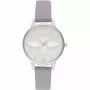 OLIVIA BURTON Moteriškas laikrodis OB16AM163 – 30 mm nerūdijančio plieno korpusas, baltas ciferblatas, pilka odinė apyrankė