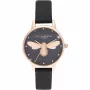 Olivia Burton Moteriškas Laikrodis OB16FB13 (30 mm) - Rožinio Aukso Spalvos, Pilkas Odinis Dirželis, Gėlių Ciferblatas