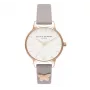 Olivia Burton Moteriškas Laikrodis OB16MDW39 30mm Nerūdijantis Plienas Oda Pilka