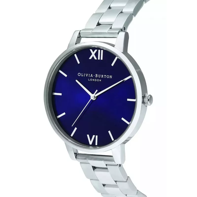 Olivia Burton moteriškas laikrodis OB16SH02 40 mm rožinio aukso nerūdijančio plieno korpusas pilka odinė apyrankė