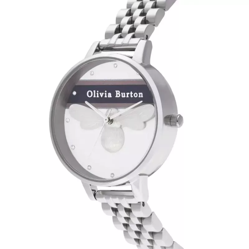 Olivia Burton Moteriškas Laikrodis OB16VS07 (34 mm) – Rožinio Aukso Spalvos Nerūdijančio Plieno Korpusas, Pilkas Odinis Dirželis
