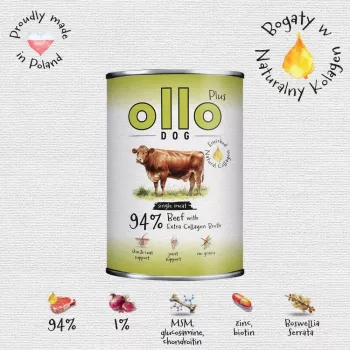OLLO Plus Collagen Mono Beef šlapias šunų ėdalas 800g