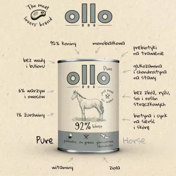 OLLO Pure Horse Mono šlapias šunų maistas 850g