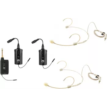 OMNITRONIC Set FAS TWO dviejų kanalų UHF belaidė mikrofonų sistema su 2 kūno siųstuvais ir galvos mikrofonais (660-690 MHz) 20000971