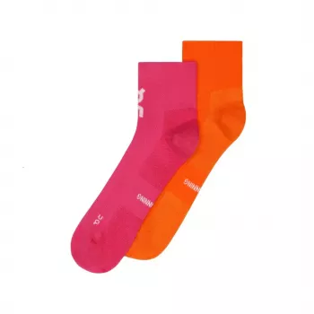 ON Core Run Sock Mid 2-Pack Flame/Pink