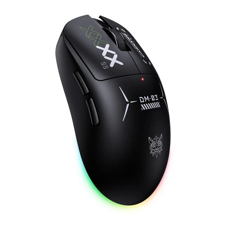 ONIKUMA DM03 RGB žaidimų pelė – laidinė optinė 6400 DPI, 7 programuojamų mygtukų, ergonomiškas dizainas dešinei rankai, juoda