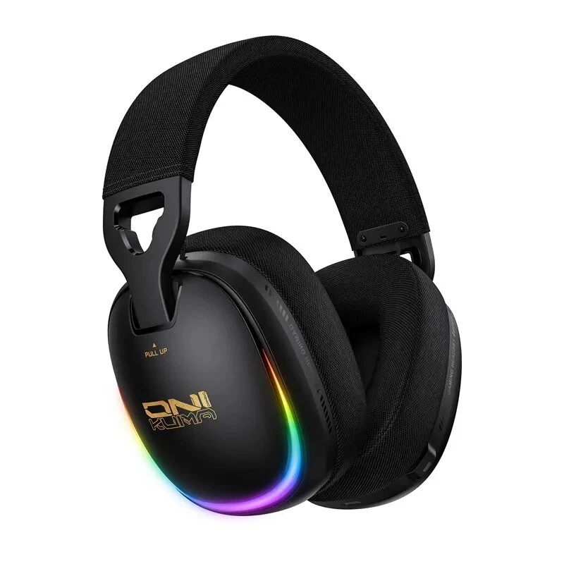 ONIKUMA GT805 laidinis žaidimų ausinių komplektas su RGB LED, 50mm garsiakalbiais, lanksčiu mikrofonu (juoda)