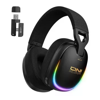 ONIKUMA GT805 laidinis žaidimų ausinių komplektas su RGB LED, 50mm garsiakalbiais, lanksčiu mikrofonu (juoda)