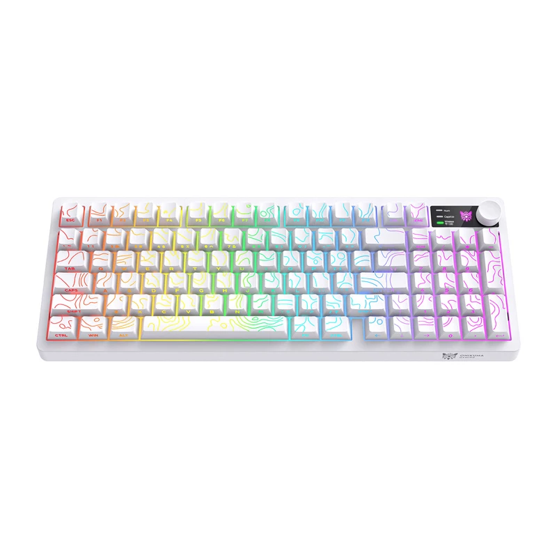 ONIKUMA MT902 Gaming Keyboard (White) - Mechanical, Outemu Blue Switches, RGB Backlit, Full-Size, Wired USB