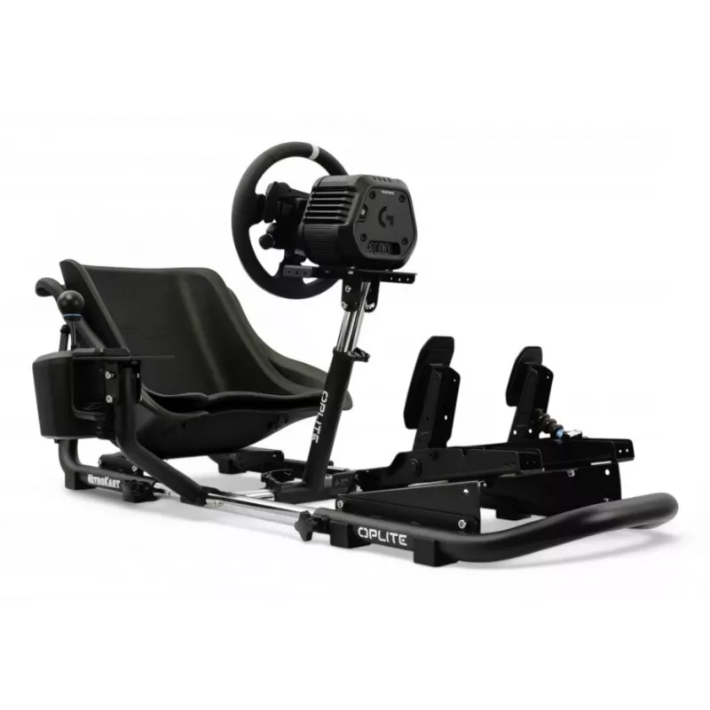 Oplite 104317 NitroKart V2 Racing Cockpit – Juodas plieninis sim racing rėmas su atlenkiama kėde